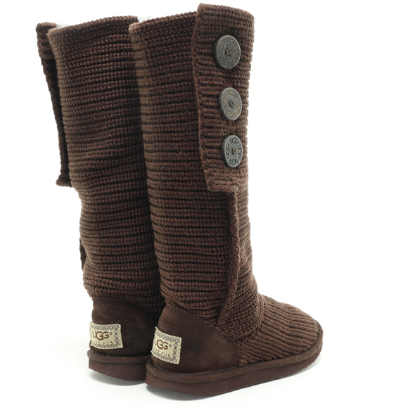 UGG Button Up Knit Boots Wool Blend Women 6 Brown - Picture 10 of 16